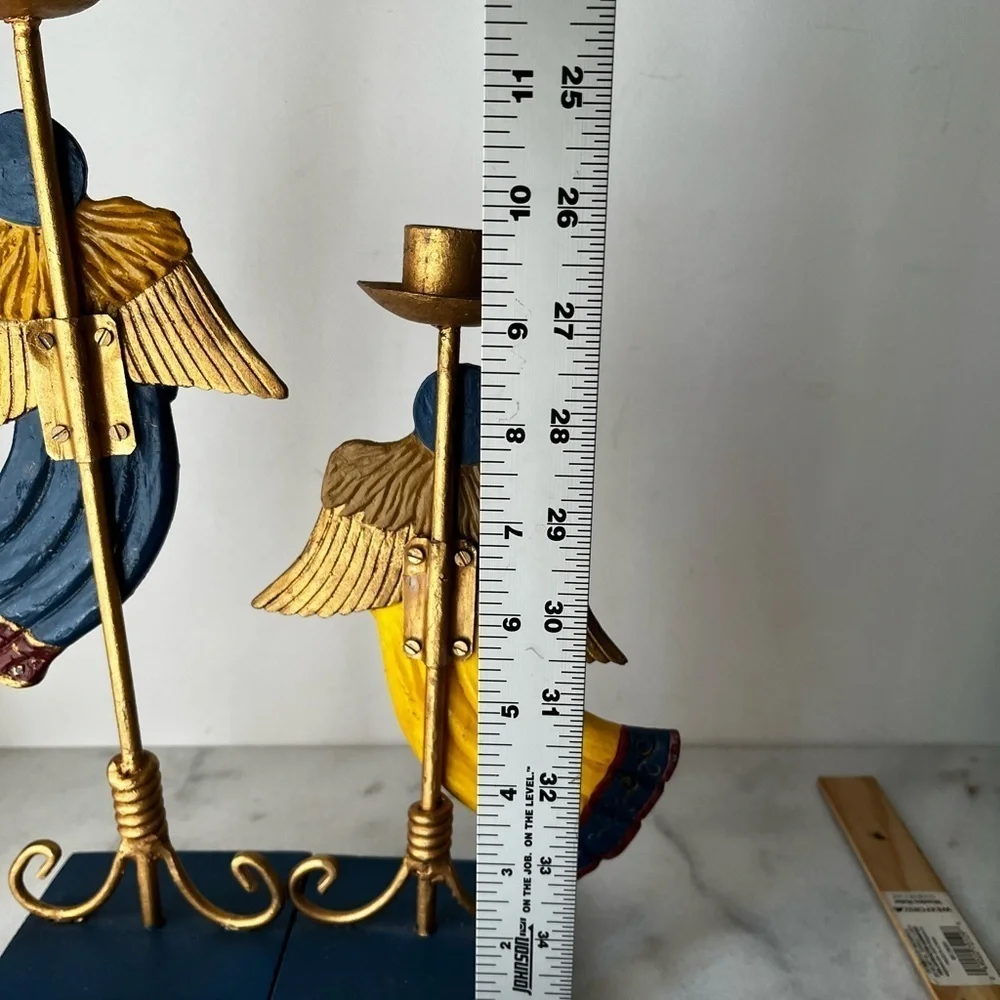 Gold and Blue Angel Candle Holders